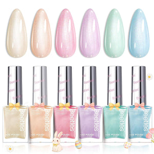 Beetles Jelly Nail Polish Set,6 Colors Pink Nude Jelly Quick Dry Nail Polish Fingernail Fast Drying & Long Lasting Nail Strengthener Polish Gifts for Women