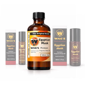 WagsMarket Egyptian Musk Oil, Choose from Roll On to 0.33oz - 4oz Glass Bottle, (0.33oz Roll On)