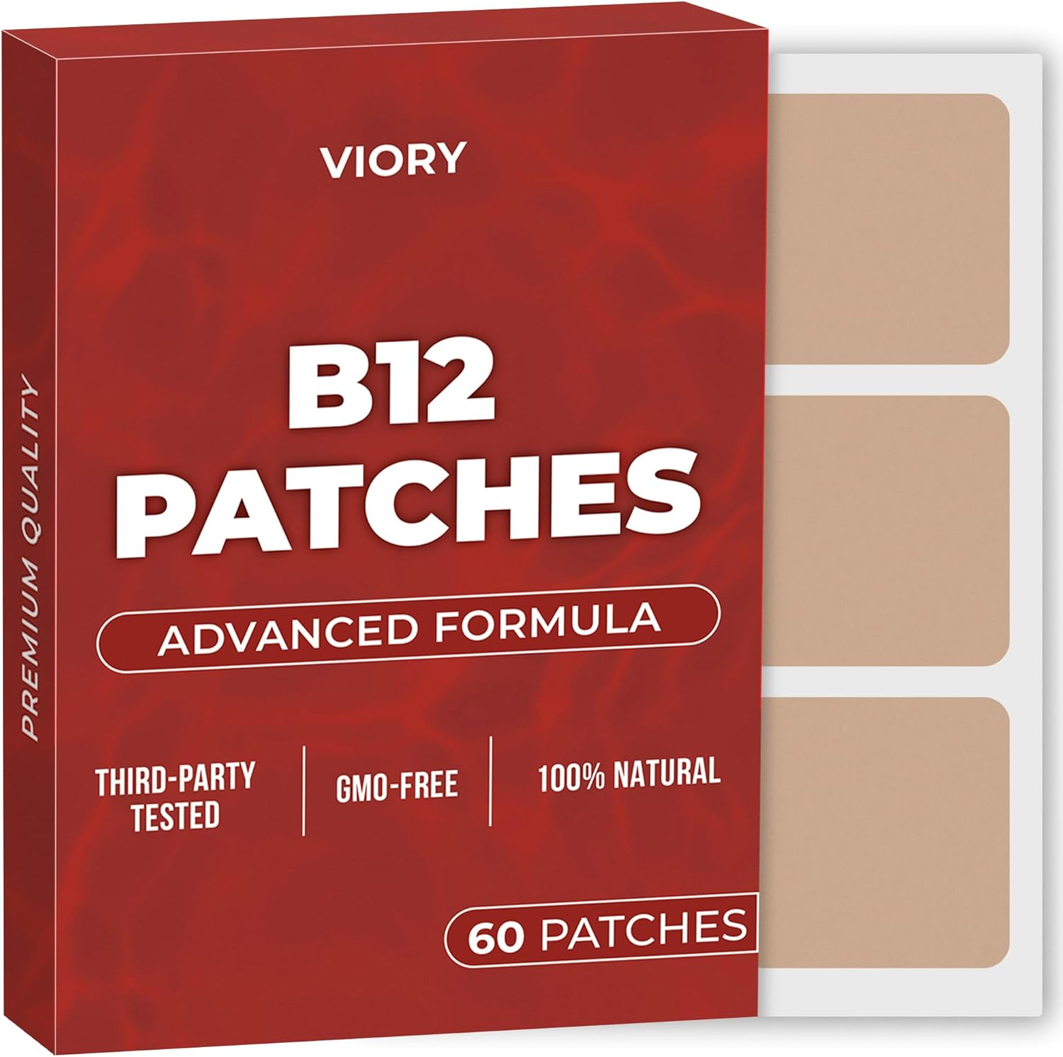 VIORY B12 Patches (Pack of 60) - 100% Natural Patch for Women and Men - Firming, Energy, Focus & Body Support - Enhanced Formula