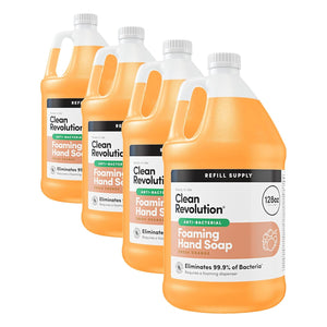 Clean Revolution Antibacterial Liquid Gel Hand Soap Refill, 128 Fl Oz, Fresh Orange Scented - Made in USA