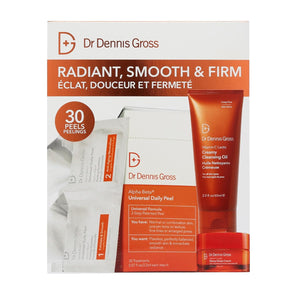Dr Dennis Gross Radiant, Smooth & Firm Skincare Kit - Dermatologist Developed - Full-Size Alpha Beta Universal Peel, Travel-Size Vitamin C Lactic Dewy Deep Cream & Creamy Cleanser - $130 Value