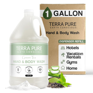 Terra Pure Hotel Hand & Body Wash Soap | Four Gallons | Designed to Refill Soap Dispensers (Set of 4)