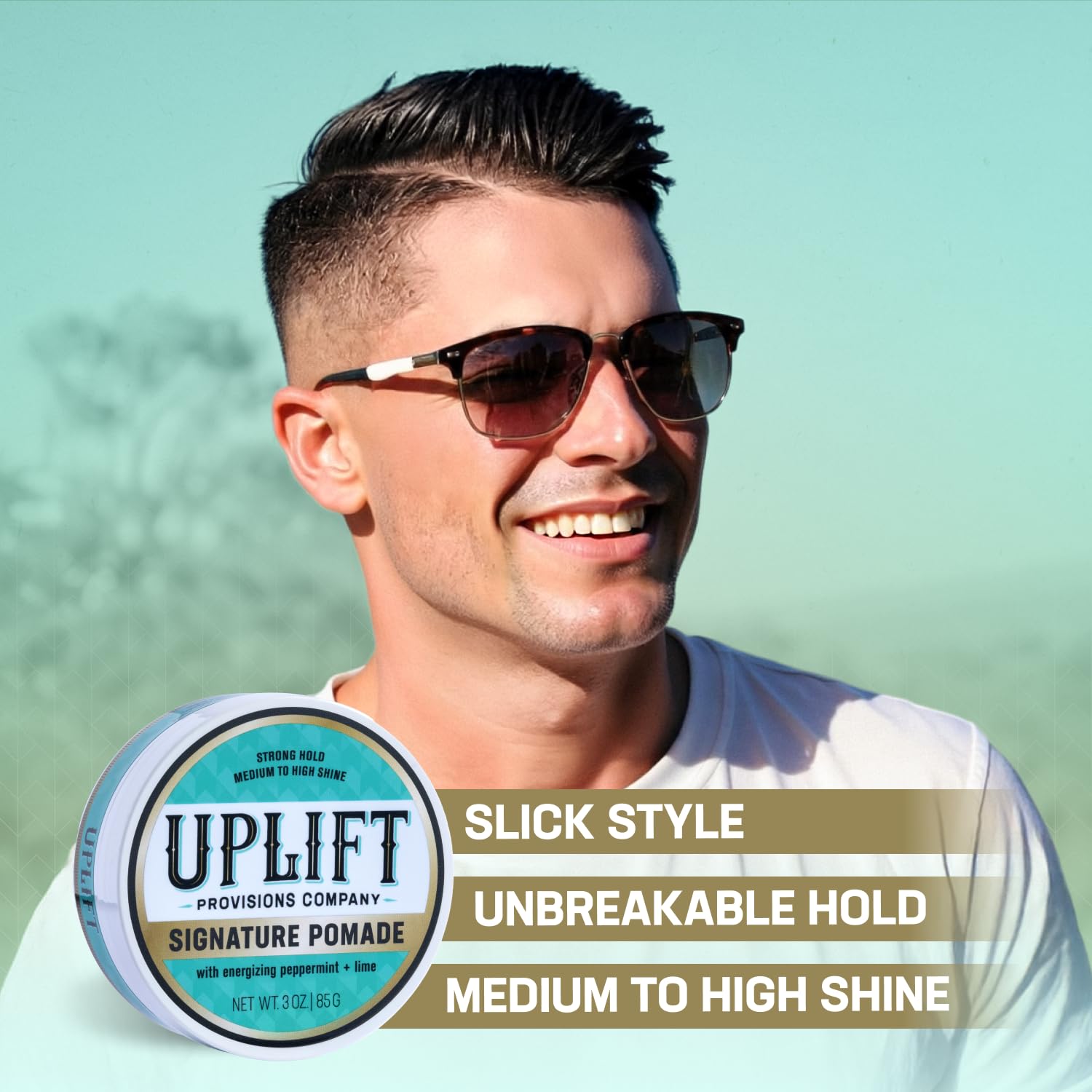 Uplift Signature Pomade - Hair Pomade 3 oz, Strong Hold High Shine | Water-Based Easy Washout, Adds Definition, Controls Flyaways