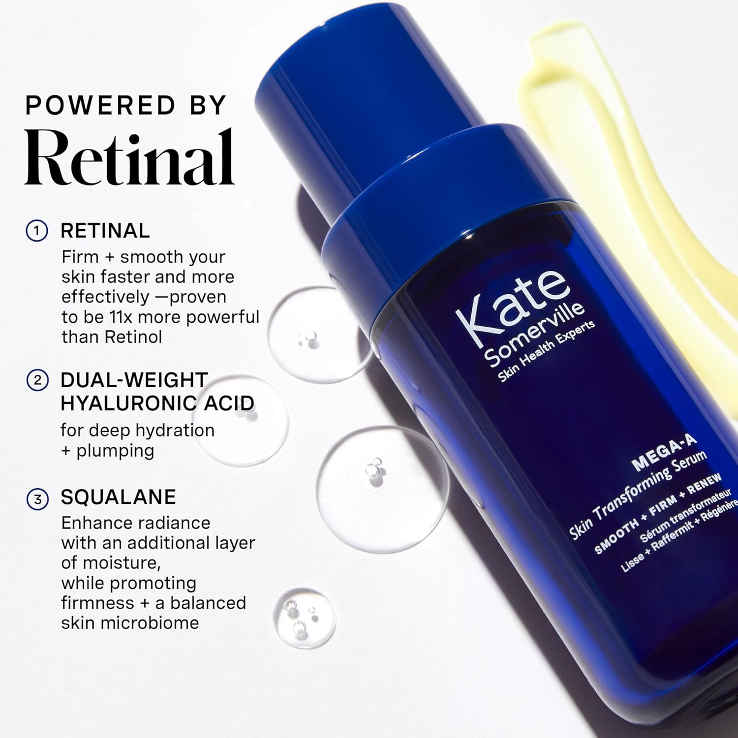 Kate Somerville Mega-A Skin Transforming Serum – Anti-Aging Serum with Hyaluronic Acid For Uneven Texture and Wrinkles, 1 Fl. Oz