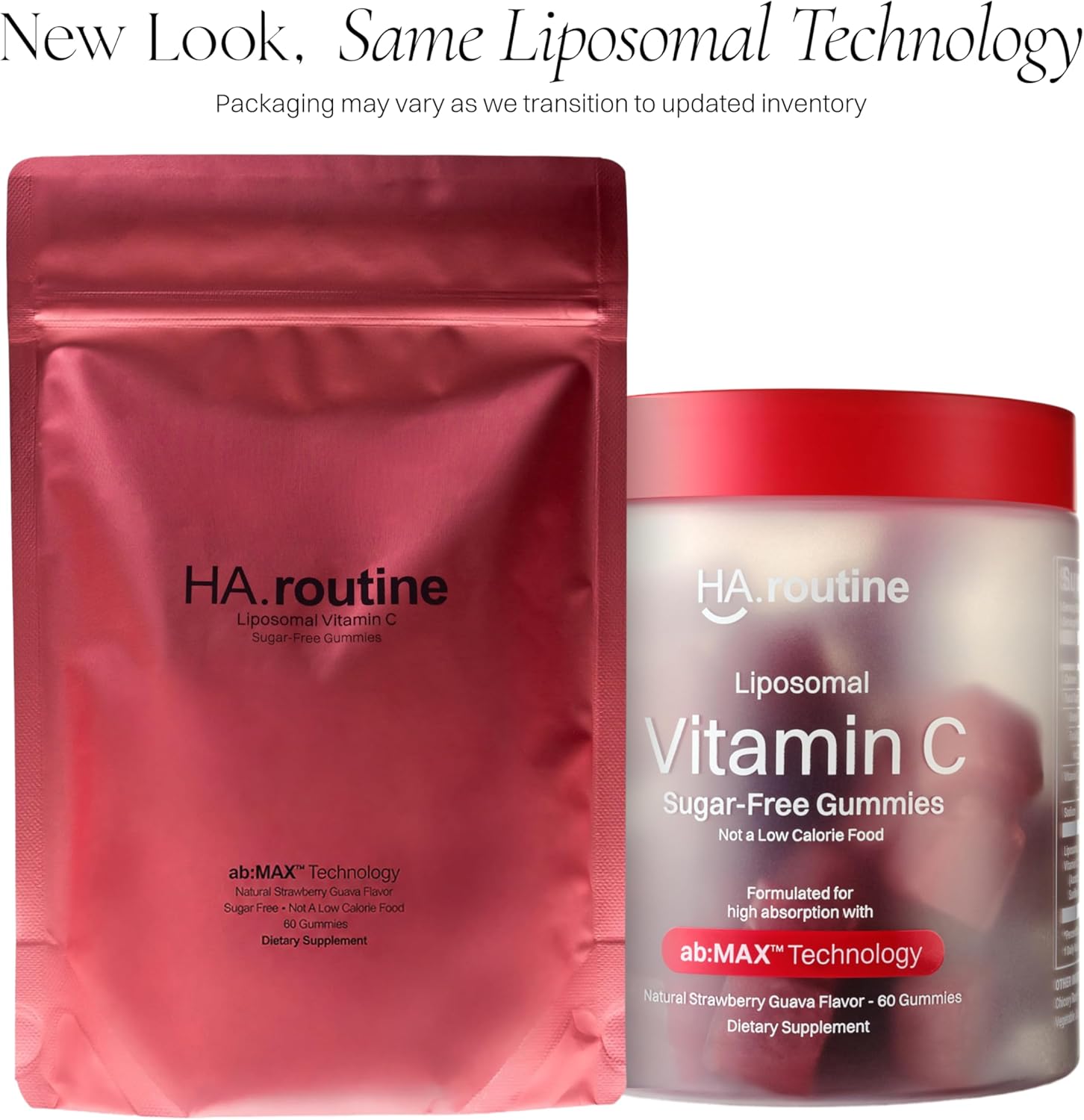 Haroutine Liposomal Vitamin C Gummies - 500mg, 60 Sugar-Free Gummies, 30 Servings, Immunity & Collagen Support, Antioxidant - Strawberry Guava Flavor - New Pouch Packaging (Packaging May Vary)