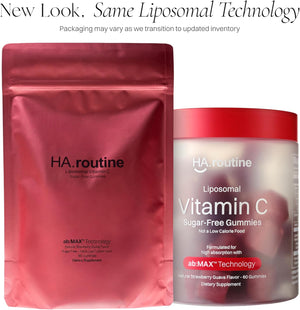 Haroutine Liposomal Vitamin C Gummies - 500mg, 60 Sugar-Free Gummies, 30 Servings, Immunity & Collagen Support, Antioxidant - Strawberry Guava Flavor - New Pouch Packaging (Packaging May Vary)