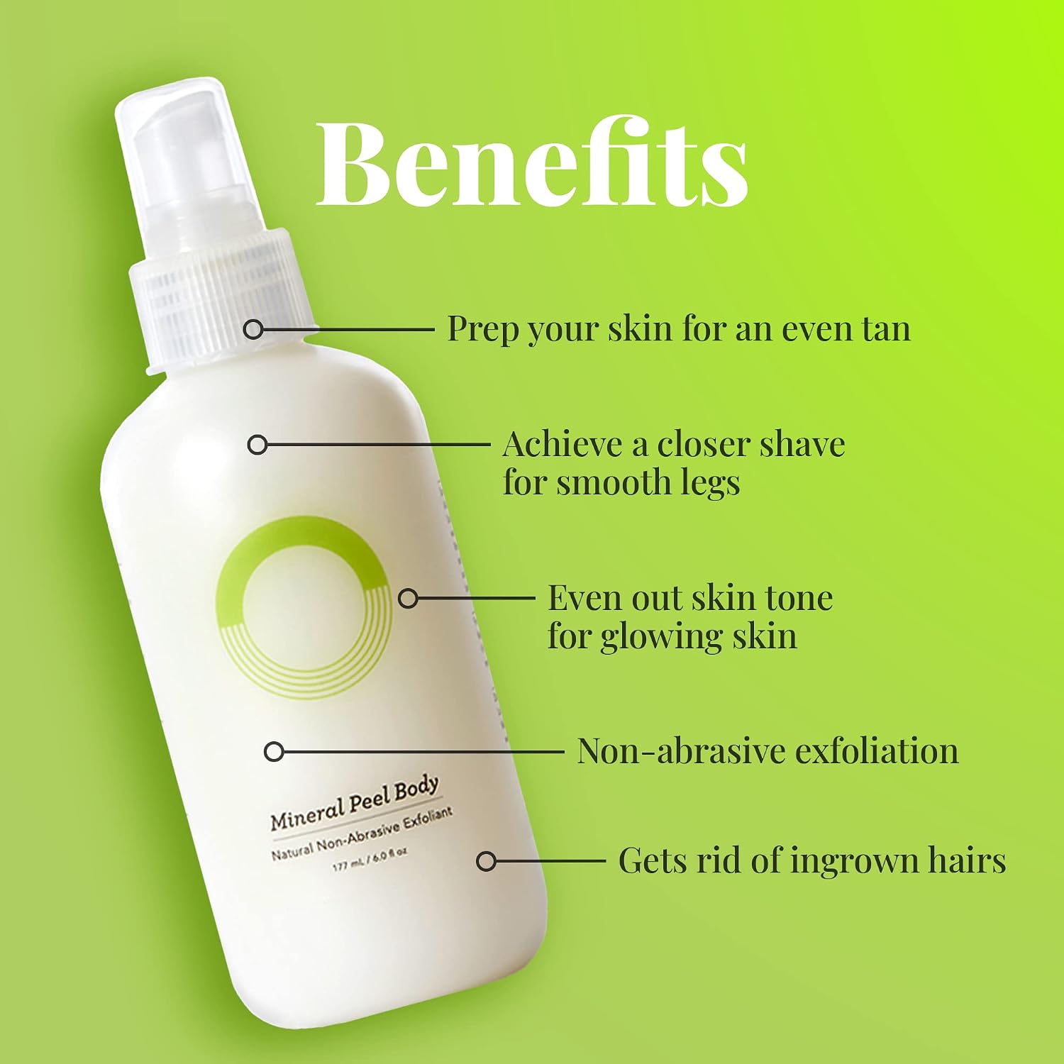 O.R.G Skincare Mineral Peel Body Exfoliator - K-Beauty Body Peel for Smooth, Glowing Skin - Gentle Non-Abrasive Exfoliating Formula for Sensitive Skin, Natural & Cruelty-Free, 6 ounces