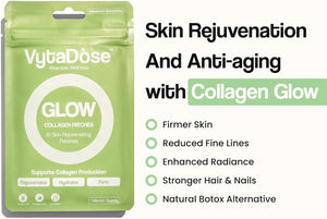 Vytadose Collagen Glow Beauty Restore Patches | 5X Stronger Formula | Collagen Peptides, Vitamin C, Pro-Retinol, Coq10, Hyaluronic Acid & Biotin for Hair Growth | Daily Patch for Skin & Hair Wellness