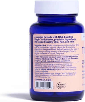 TRU NIAGEN Beauty NAD+ Supplement, Hair, Skin & Nails, Biotin, 30-Count | Beauty from within: Patented Niagen NR with Biotin, Astaxanthin & Hyaluronic Acid for hair, skin, nails and healthy aging.