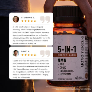 5-In-1 NAD+ Supplement | NMN + Resveratrol + CoQ10 + PQQ + Liposomal, NAD Supplement for Women & Men, Supports Cellular Energy, Heart, Brain and Healthy Aging –Third-Party Tested, 60 Vegan Capsules