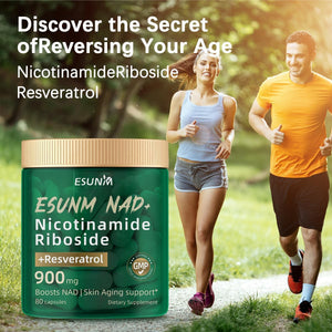 ESUNM Liposomal NAD+ Supplement with Resveratrol, NMN Supplement NAD Resveratrol Support Cellular Health, Stamina & Healthy Aging,Third-Party Tested，80 Capsules