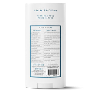 Native Aluminum Free Deodorant, Sea Salt & Cedar, Large Size Stick, 72 Hour Odor Control, for Women & Men, Contains Naturally Derived Ingredients, 3.1 oz