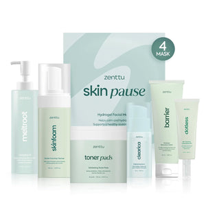 korean Skin Care Kit Zen Balance, 6 Step Routine for Sensitive and Oily Skin with 4 Hydrogel Masks, Complete kit skincare AM/PM Routine with Targeted Spot Treatment