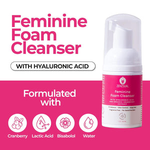 ZENZSUAL Feminine Foam Cleanser + Intimate Gel with Hyaluronic Acid Combo – Vaginal Moisturizer & pH Balanced Cleanser Duo – Hydration for Dryness, External Intimate Care, Fragrance-Free, 1 oz Each