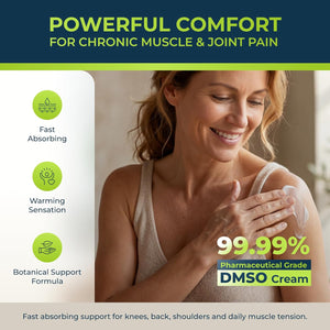 DMSO Cream 99.9% Pure Pharmaceutical Grade for Topical Muscle & Joint Comfort with MSM, Arnica & Magnesium - Support for Knees, Back, Shoulders and Workout Muscle Recovery
