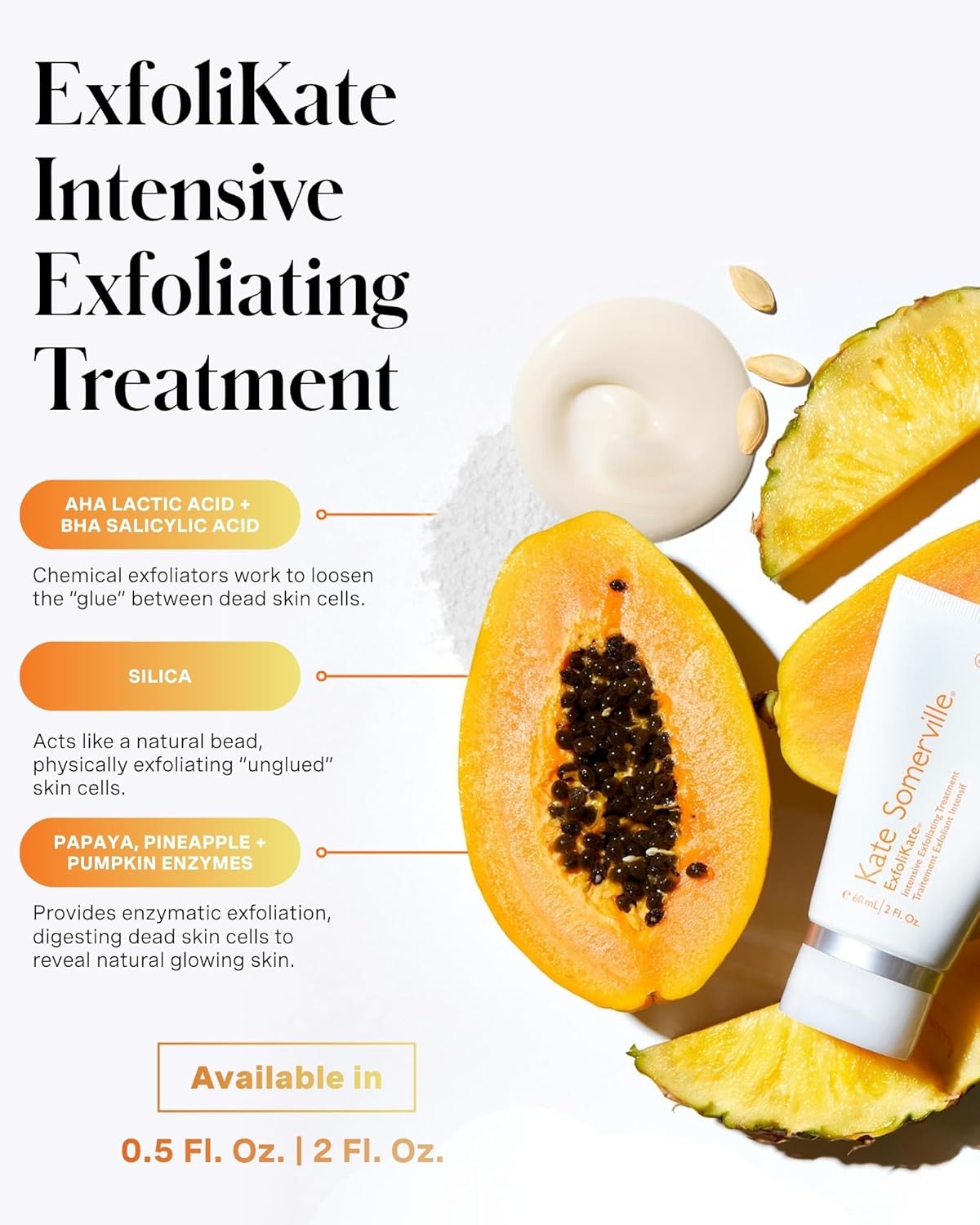 Kate Somerville ExfoliKate Intensive Exfoliating Treatment – Salicylic Acid and Lactic Acid Super Facial Scrub Improves Texture and Pores, 0.5 Fl Oz