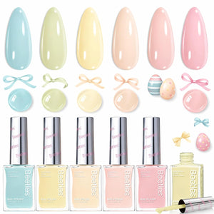 Beetles Jelly Nail Polish Set,6 Colors Pink Nude Jelly Quick Dry Nail Polish Fingernail Fast Drying & Long Lasting Nail Strengthener Polish Gifts for Women