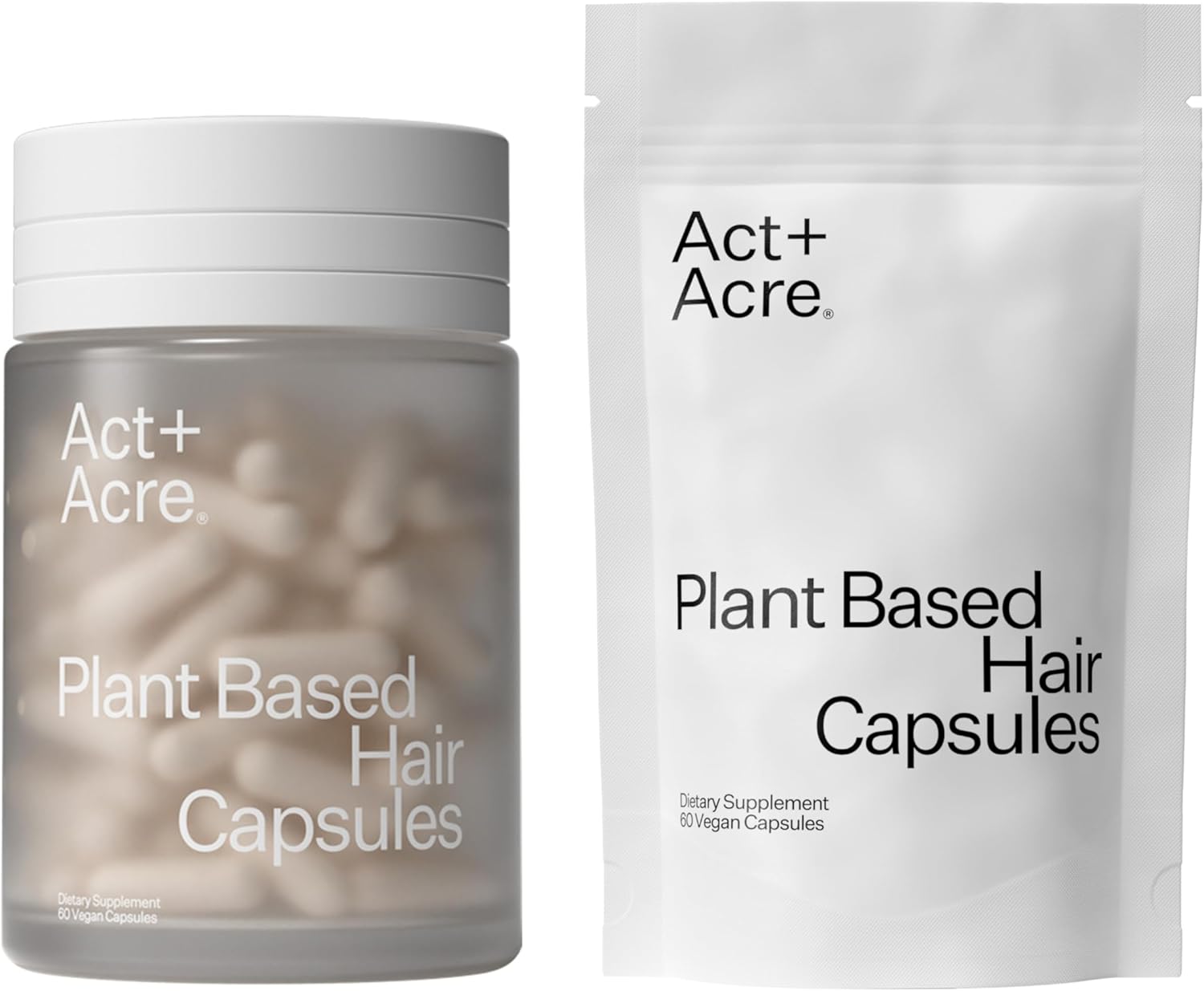 ACT+ ACRE Thick + Full Hair Capsules | Supplement for Thicker, Fuller Looking Hair | Bamboo, Horsetail, Biotin, Vitamin C | Strengthens Roots, Vegan, Gluten-Free, Mint Essenced | 60ct