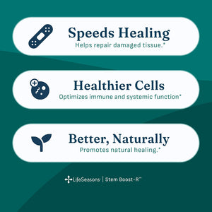 LifeSeasons Stem Boost-R - Stem Cell Support - Naturally Repair Damaged Tissue - Vitamin Supplement Rich in Antioxidants - Royal Jelly, Spirulina, Blueberry, Brown Seaweed & L-Carnosine - 120 Capsules