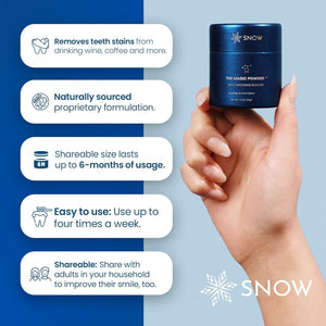 Snow Teeth Whitening Magic Powder - Teeth Whitening Kit Supplement, Adds Whitening Effects to Any Toothpaste, Oral Care Product with Calcium Carbonate for White Teeth, Lavender & Mint Flavor - 0.63-oz