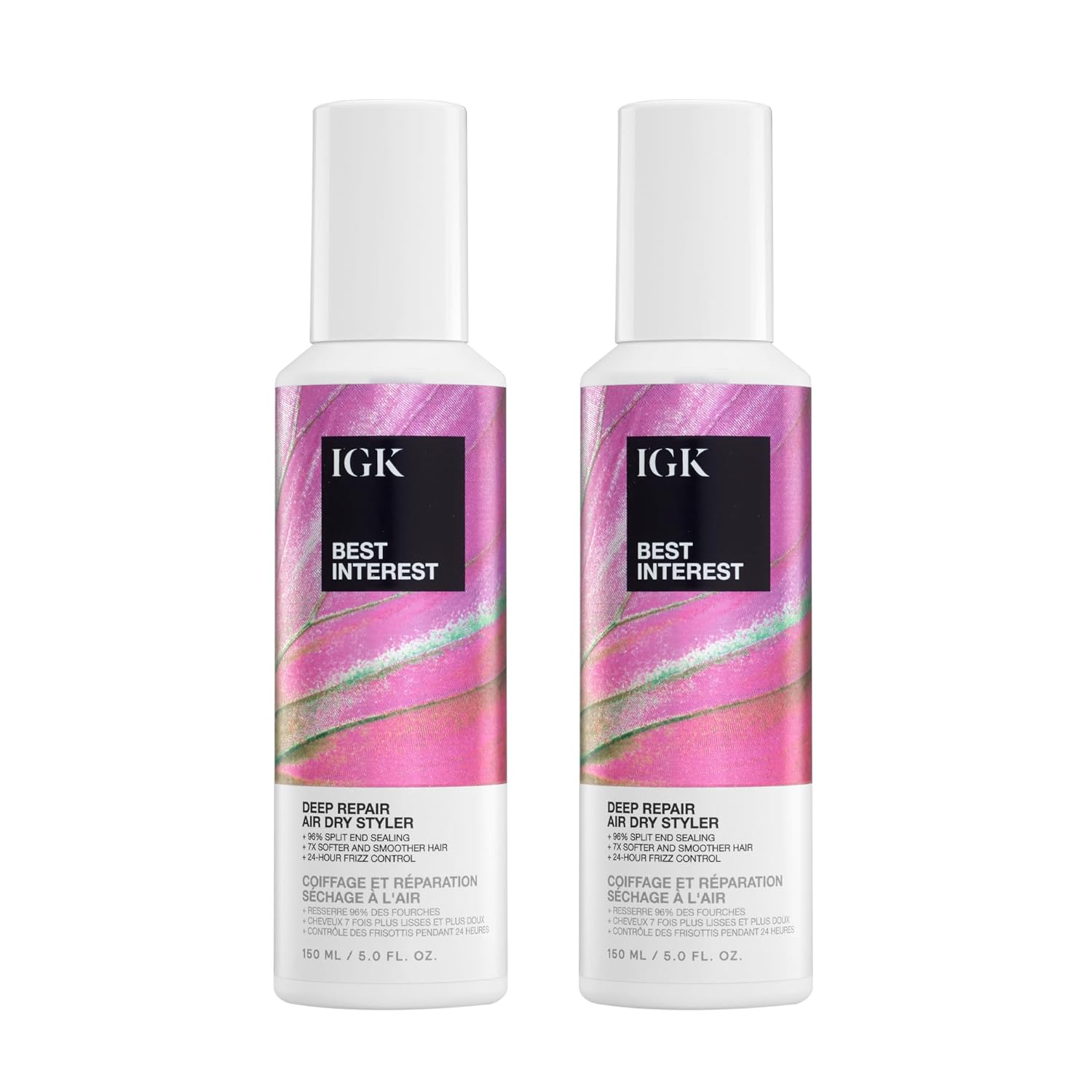 IGK Best Interest Bond Building Air Dry Styling Cream – Leave-In Treatment for Split Ends, Breakage, Frizz Control, and Shine – Vegan & Cruelty-Free