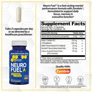 NATURAL STACKS NeuroFuel Nootropic with Zembrin - Doctor Developed Memory & Focus Supplement - Kanna Extract Sceletium Tortuosum - Nootropic Brain Supplement for Focus - 60 Zembrin Capsules