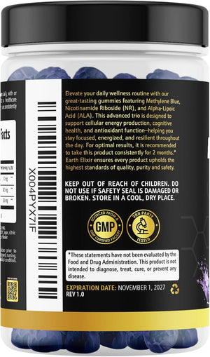 3-in-1 Methylene Blue Gummies – Methylene Blue Pharmaceutical Grade w/Alpha Lipoic Acid (ALA) & NAD Supplement for Energy, Cognitive & Cellular Support – 2 Month Supply & 3rd Party Tested