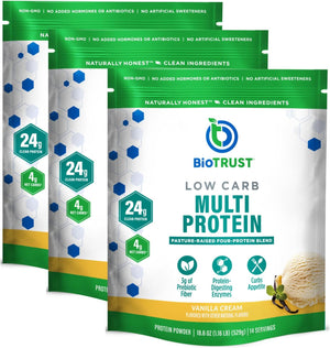 BioTrust Low Carb Protein Powder - Natural and Delicious Whey & Casein Blend from Grass-Fed Hormone Free Cows - Non GMO, Soy Free, Gluten Free, Hormone Free (Vanilla)