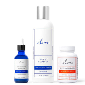 Elon Complete Care Kit for Thinning Hair – Elon Essential Shampoo & Conditioner Set + R3 Extra Strength Hair Growth Supplement – NO Sulfates, Parabens or Phthalates