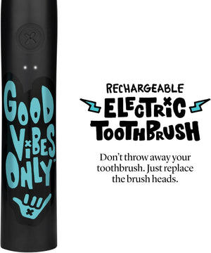 Made by Dentists Sonic X Electric Toothbrush – Rechargeable Kids Sonic Toothbrush, 8X Plaque Removal, 2 Speed Modes, 2-Minute Timer 6 Brush Heads Included, Tweens Ages 7+, Good Vibes Only Edition