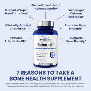 1MD Nutrition OsteoMD for Comprehensive Support - Supplement for Women and Men - Promote Density w/Vitamin D - Hydroxyapatite w/Vitamin D3 & K2-90 Capsules