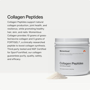 Momentous Creatine Monohydrate Powder & Grass-Fed Collagen Peptides Powder Stack - Supports Strength, Lean Muscle, & Recovery - FORTIGEL & Vitamin C for Hair, Skin, Nails, & Joint Health Support