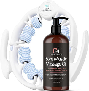 Anti Cellulite Massage Oil and Firm Dry Brush Kit | Collagen & Stem Cell Skin Tightening Kit | Radiant Body Care Kit for Women by M3