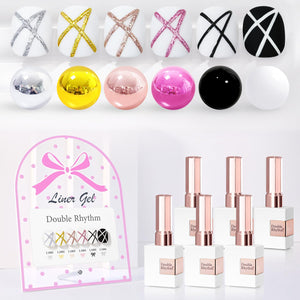 Double Rhythm 6 Pcs 15 ML Gel Polish Set Same Color Same Bottle Soak Off Gel Polish Kit Nail Art Manicure Salon DIY at Home for Women (Jelly Burgundy Red Glitter Silver -T6-56)