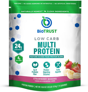 BioTrust Low Carb Protein Powder - Natural and Delicious Whey & Casein Blend from Grass-Fed Hormone Free Cows - Non GMO, Soy Free, Gluten Free, Hormone Free (Vanilla)