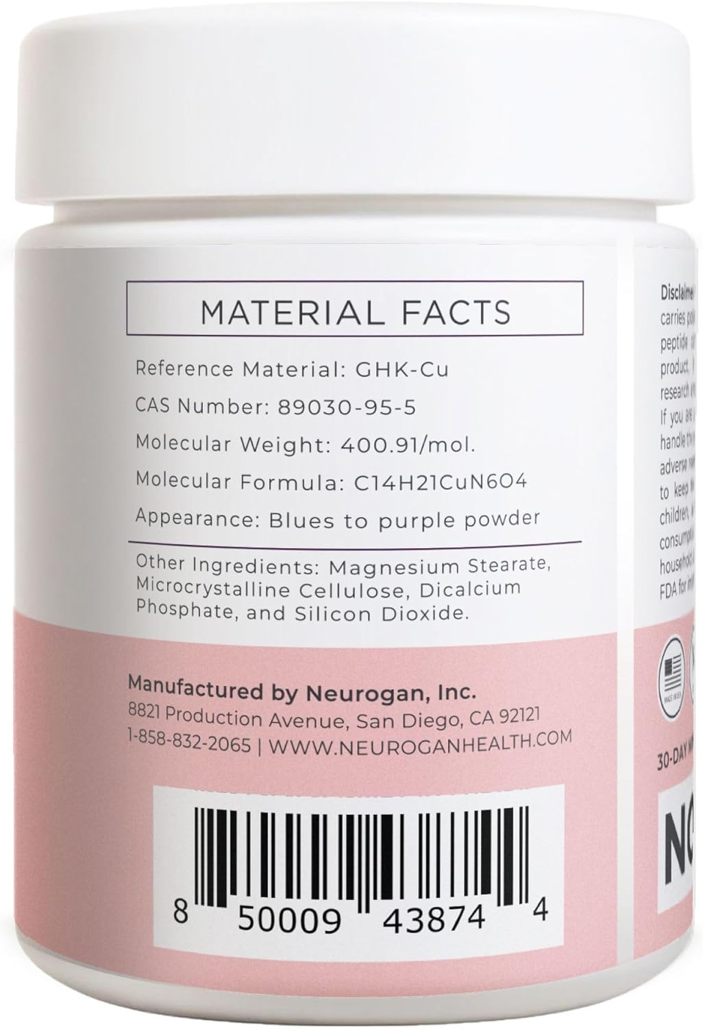 Neurogan Copper Peptide Tablets, 120 MCG/Tablet, 7200 MCG Total, 60ct