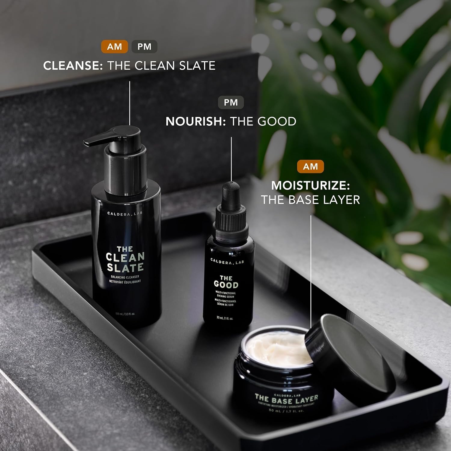 Caldera + Lab Men’s Skincare Set – The Regimen Rich: Cleanser, Moisturizer & Night Serum | Hydrating, Firming & Smoothing | Niacinamide, Clean, All Skin Types