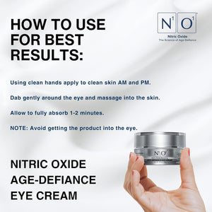 N1O1 Age-Defiance Eye Cream - Day & Night Moisturizer with Nitric Oxide, Hyaluronic Acid, Complex Peptides, Ceramides - Hydrating Eye Cream for Dark Circles, Wrinkles, Fine Lines, Puffiness - 0.5 oz.