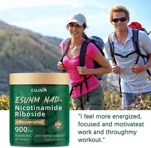 ESUNM Liposomal NAD+ Supplement with Resveratrol, NMN Supplement NAD Resveratrol Support Cellular Health, Stamina & Healthy Aging,Third-Party Tested，80 Capsules