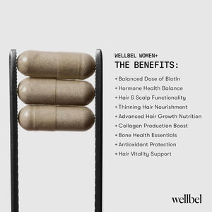 WELLBEL Women + Clean Supplement for Hair, Skin, and Nails, Vegan, Gluten Free, Non GMO 90 Count - 3 Pack