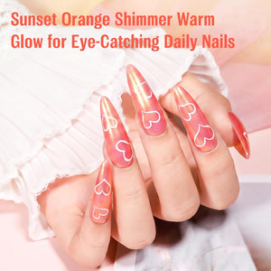 Iridescent Coral Nail Polish, Quick Dry Pearlescent Orange 15ml