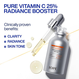 IOPE Expert Vitamin C 25% Antioxidant Serum - 25% Pure Vitamin C Face Serum - Visibly Evens Skin Tone, Enhances Radiance, and Smooths Texture – 5 Antioxidants and PHA - 0.77 fl. oz.