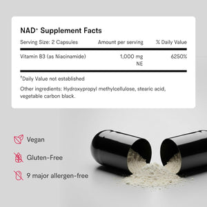 Tally Health NAD+ Supplement - 1000mg Niacinamide NAD Precursor for Cellular Energy, Metabolism & Healthy Aging - Supports Skin Hydration & Brain Health - Vegan, Non-GMO, Gluten-Free | 60 Capsules