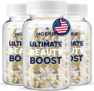 Moerie Hair Growth Supplement for Women & Men - Hair Skin and Nails Vitamins With Biotin, Q10 & Minerals - For Thicker, Fuller Hair & Hair Loss Treatment - Advanced Beadlet Delivery System - 180 Pills