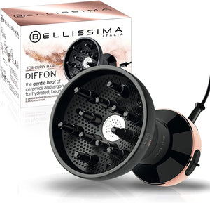 Bellissima Diffon Ceramic Diffuser Hair Dryer for Curly Hair - 2-in-1 Blow Dryer with Diffuser - Reduces Frizz, Defines Curls, Volumizes - Lightweight, Compact, Easy Hold Handle