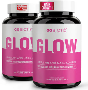 GOBIOTIX Hair Skin and Nails Vitamin Supplement - 10000mcg Biotin Pills with Hyaluronic Acid, Folate, Iron, Magnesium, and Zinc - Collagen Production, Hair Growth - 30 Servings