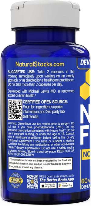 NATURAL STACKS NeuroFuel Nootropic with Zembrin - Doctor Developed Memory & Focus Supplement - Kanna Extract Sceletium Tortuosum - Nootropic Brain Supplement for Focus - 60 Zembrin Capsules