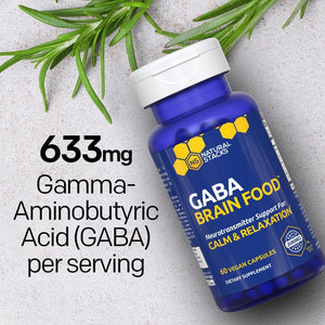 GABA Brain Food - GABA Supplement with L-Citrulline & Grape Seed Extract - Supports Calm & Relaxation - Nighttime Sleep Aid - Supports Production of Gamma Aminobutyric Acid - 120 L-Citrulline Capsules