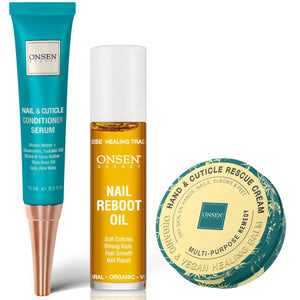 Onsen Hand & Cuticle Rescue Cream | Organic Nail Strengthener & Balm | Dry, Cracked Hands, Elbows & Feet | Shea Butter, Tsubaki & Jojoba Oil | Nail Repair & Growth, Vegan – 2 Pack (1.10 oz)