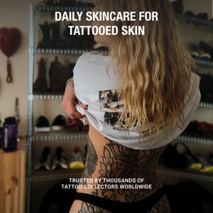 Stories & Ink Daily Moisturizer for Healed Tattoos, Anti Fade Body Lotion with UVA and UVB Filters, Hydrates and Helps Prevent Tattoo Fading, Vegan Tattoo Care, 6.8 Fl Oz / 200ml